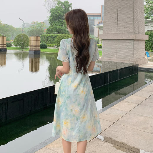 【清仓超15天不保价】奢姿大码女装2025年夏季时尚减龄方领连衣裙胖妹妹气质花色裙子9952894130【1】 商品图3