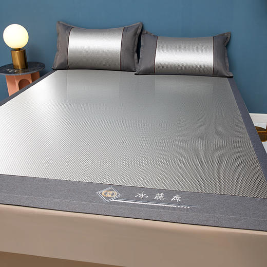 【多样屋专柜】雅鹿刺绣冰藤席三件套 （花色：灰）180*200cm 商品图3