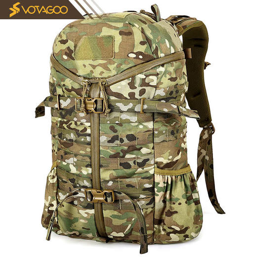 【500D尼龙 抗撕防泼 多层收纳 YKK多耐福堆料】2day Cordura战术突击双肩背包27L（molle系统 主体Y字型全开拉链 舒适背负）ds（dq） 商品图6