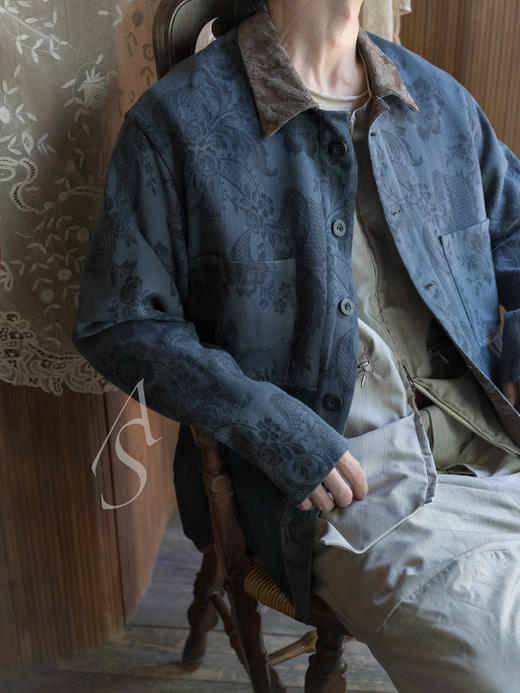 By Walid  靛蓝古董提花面料双面短夹克 商品图4