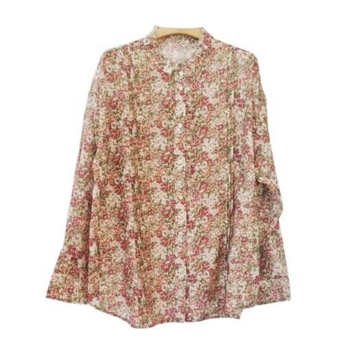 VIVIAN LIU V2523005 春季时尚立领领口花边袖口系扣印花衬衫 商品图4