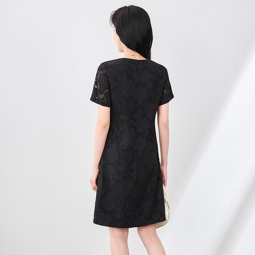 「高货wl」全新升级【铂金会员293/天猫399/差价106】(11347)洛诗琳高级感烧花连衣裙2025夏季显瘦遮肉通勤简约A字裙 商品图1