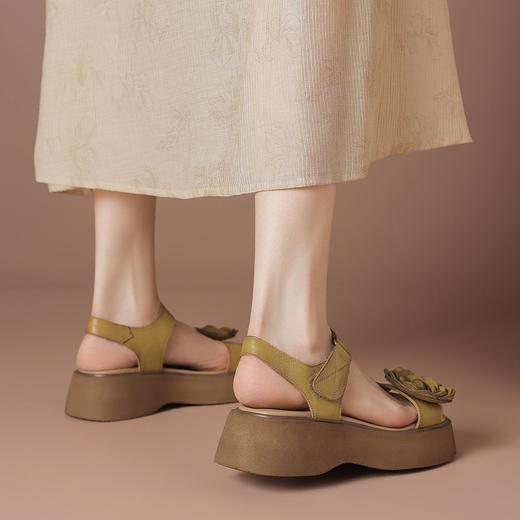 【牛皮】民族风花朵凉鞋女夏季新款复古轻便厚底休闲凉鞋-BB 商品图7