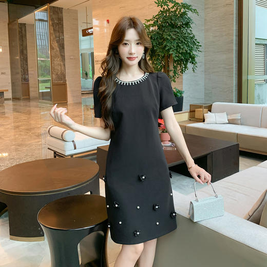 奢姿大码女装2025夏季减龄钉珠钻饰设计时尚连衣裙胖妹妹休闲裙子9952822088 商品图2