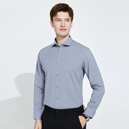 【莫代尔+羊毛】罗蒙春秋高品质长袖衬衫男士商务通勤职业正装微弹力高端衬衣 商品图2