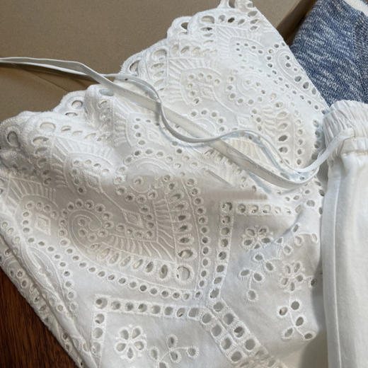 巨巨巨好穿！！2025夏季清爽高腰抽绳缕空刺绣工艺八分阔腿休闲裤女款 商品图2