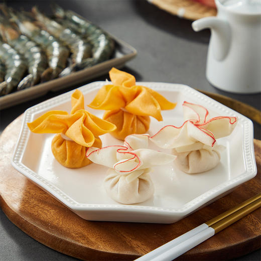 纯极鱼恋花虾仁馅和蟹黄虾仁馅花开富贵形鱼泥皮福袋 商品图1