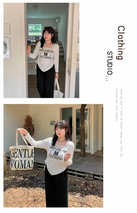 【诗铭洛可】W1062印花方领可抽绳T恤B19-3 商品图3