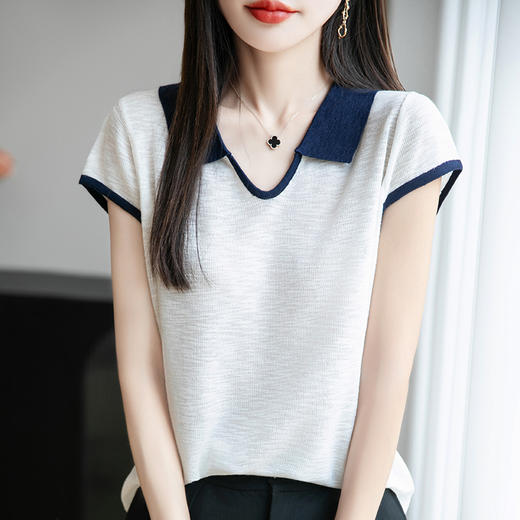 小众不撞款翻领打底衫女2025初夏穿搭新款上衣今年流行的爆款小衫 商品图2