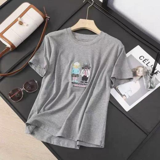 💕【菲诺偲-天丝刺绣T恤】采用精致刺绣工艺，👏图案立体生动，增添童趣与设计感🏆，适合喜欢萌系风格的人群16针机织，把肤感提升到极致 出汗没有发粘感，太舒服了！！💥 商品图8