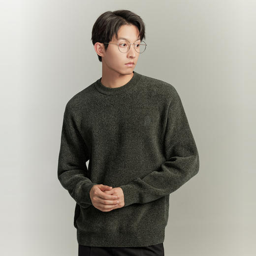 GXG男装 多色雪尼尔面料简约刺绣毛衣圆领针织衫  冬季热卖 商品图2