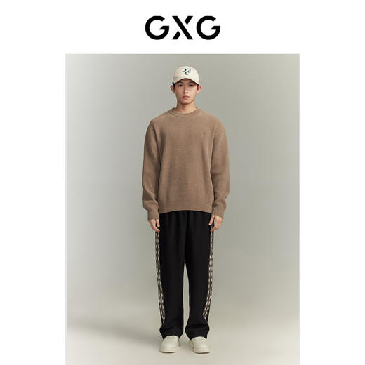 GXG男装 多色雪尼尔面料简约刺绣毛衣圆领针织衫  冬季热卖 商品图1