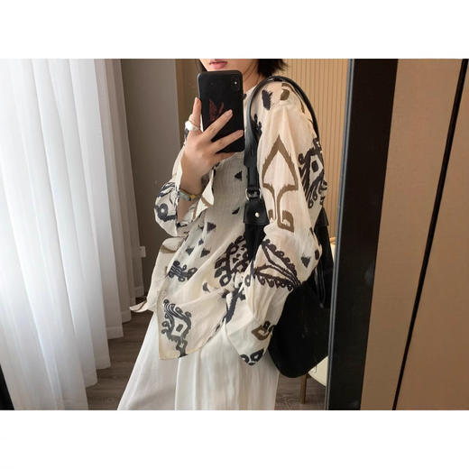 100苎麻！2025夏季文艺复古印花衬衫宽松慵懒风苎麻小衫女款！ 商品图2
