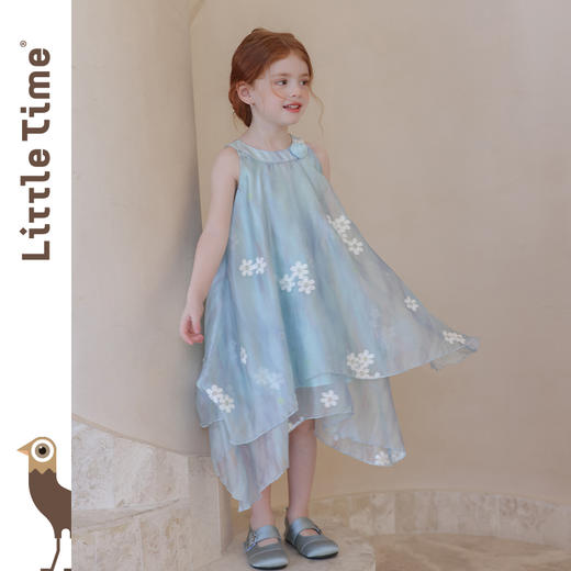 littletime女童连衣裙2025夏新款儿童洋气时尚印花无袖背心公主裙 商品图0