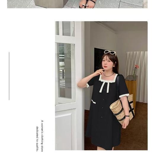 【诗铭洛可】XC7757连衣裙小香风撞色蝴蝶结裙子B18-2 商品图1