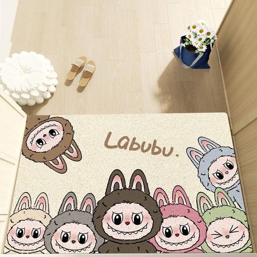 【卡通地垫，时尚可爱！】labubu拉布布卡通入户门地垫 丝圈脚垫玄关易打理 pvc防滑地毯-QQ 商品图2