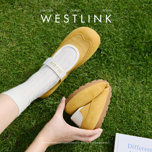 西遇运动芭蕾鞋女新款夏季丑萌圆头黄色玛丽珍鞋软底平底单鞋V1256843 商品图2