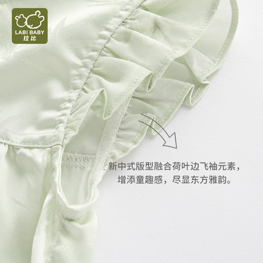 拉比-童衣类（夏）I5国风后开连体短袖衣灰绿059 商品图4