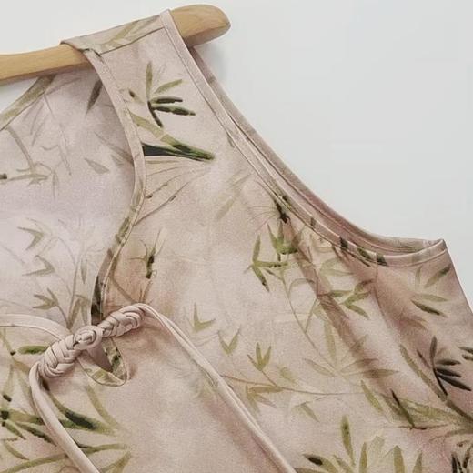 薇薇安刘A2534103 夏季女装新款圆领盘扣竹影印花无袖中式连衣裙 商品图3