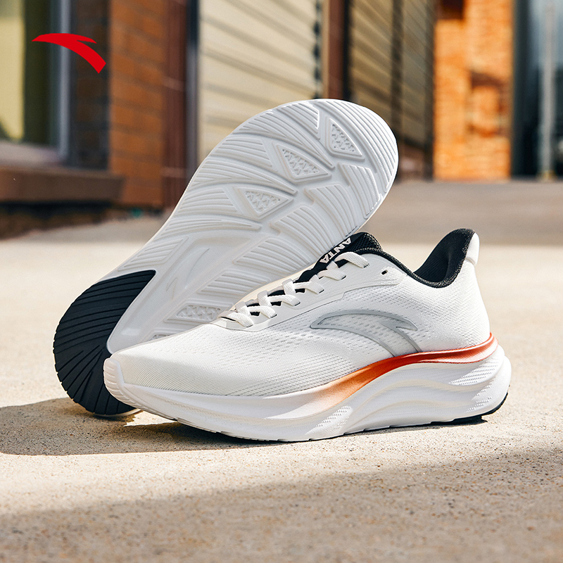 安踏轻云2丨网面轻质透气跑步鞋男耐磨黑色运动鞋112535509R