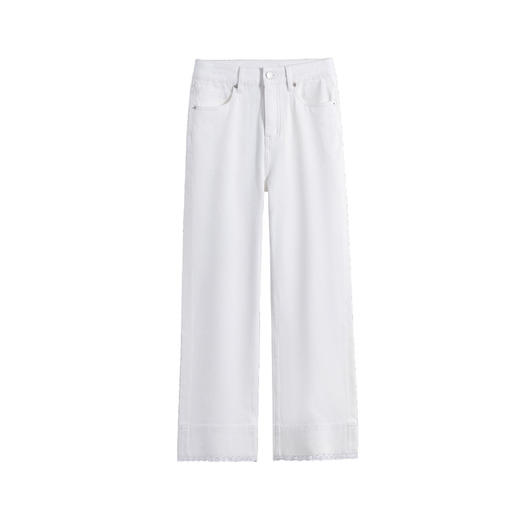 「自」全新升级 【铂金会员183/天猫239/差价56】(10801)洛诗琳弹力薄款牛仔裤2025夏季新款设计感花边高腰九分裤 商品图4