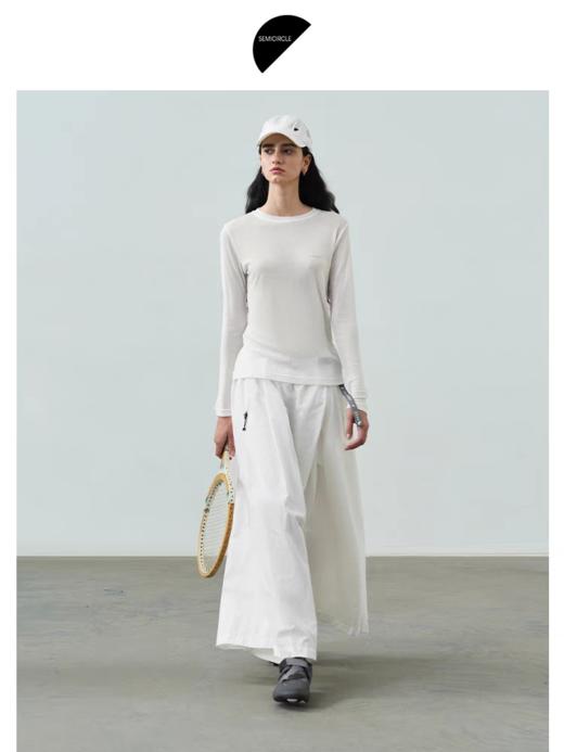 半圆/25123339/松紧腰白色宽松裤子女裙裤 商品图2