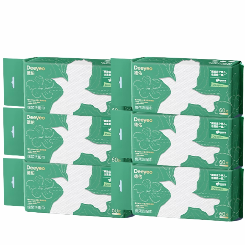 德佑Deeyeo 飞鸟加厚款绵柔洗脸巾60抽*6包 YVJ60-06B