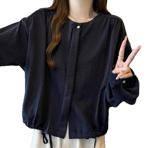 裁缝学苑AH17韩版减龄抽绳单排扣长袖衬衫纸样小衫衬衣女新款上衣 商品图0