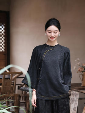 盛唐牡丹| 古法偏襟香云纱上衣