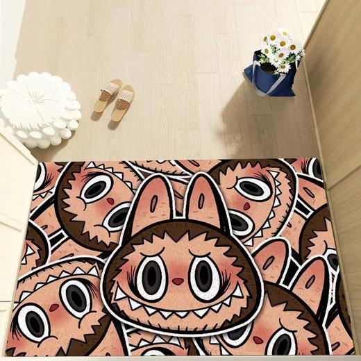 【卡通地垫，时尚可爱！】labubu拉布布卡通入户门地垫 丝圈脚垫玄关易打理 pvc防滑地毯-QQ 商品图3
