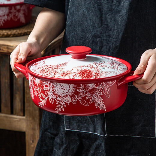 【古韵玫瑰】陶煲王玫瑰皇后砂锅炖锅煲汤家用燃气煤气灶专用耐高温干烧陶瓷锅 商品图1