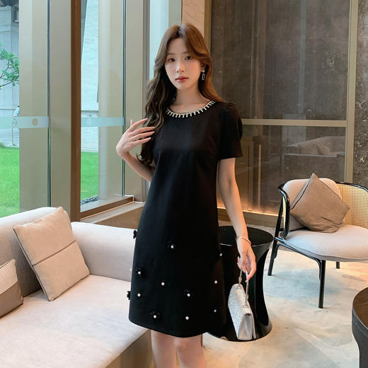 奢姿大码女装2025夏季减龄钉珠钻饰设计时尚连衣裙胖妹妹休闲裙子9952822088 商品图4