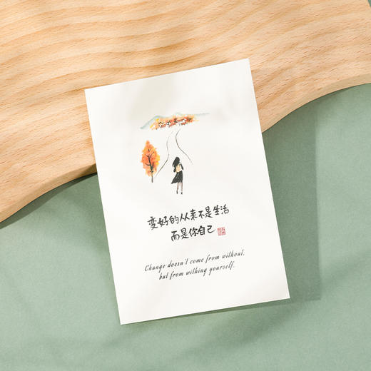 买一送一  治愈系贺卡 中英文对照形式  把生活的褶皱熨成一句轻笑，邮寄给世界的温柔 商品图2
