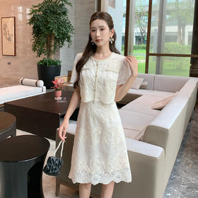 奢姿大码女装2025夏季气质蕾丝提花假两件连衣裙胖妹妹小香风裙子9952853119
