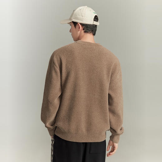 GXG男装 多色雪尼尔面料简约刺绣毛衣圆领针织衫  冬季热卖 商品图4