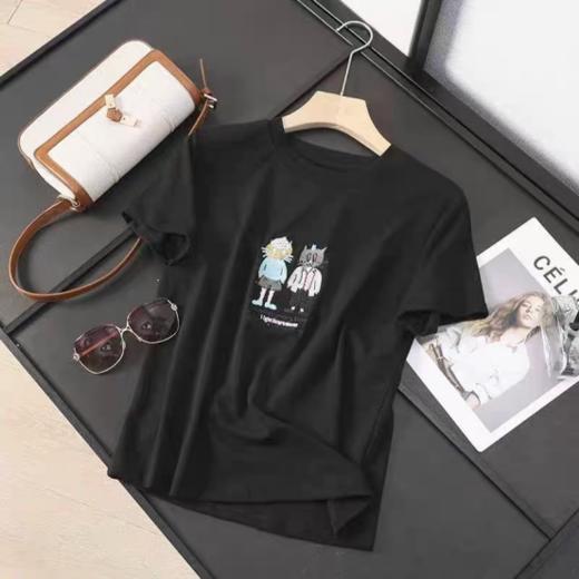 💕【菲诺偲-天丝刺绣T恤】采用精致刺绣工艺，👏图案立体生动，增添童趣与设计感🏆，适合喜欢萌系风格的人群16针机织，把肤感提升到极致 出汗没有发粘感，太舒服了！！💥 商品图9