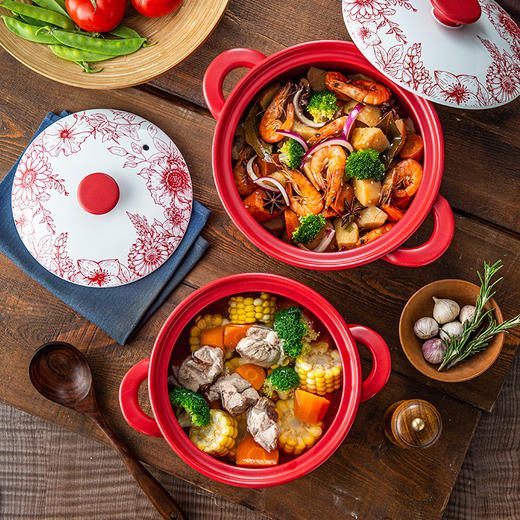 【古韵玫瑰】陶煲王玫瑰皇后砂锅炖锅煲汤家用燃气煤气灶专用耐高温干烧陶瓷锅 商品图2