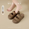 西遇厚底凉拖鞋女夏季外穿新款复古一字拖鞋小个子增高勃肯鞋D0956666 商品缩略图1