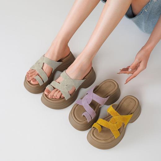 【法式复古夹趾凉拖鞋】25新款夏季外穿松糕底轻便女鞋一字拖-BB 商品图7