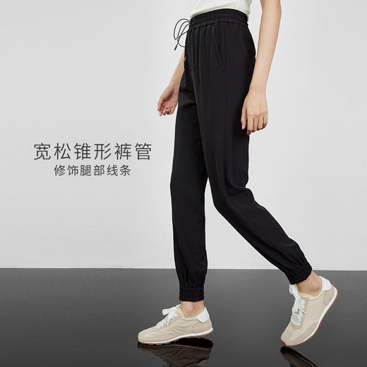 simplepieces休闲裤春夏高级感中高腰弹力垂软锥形裤 商品图2