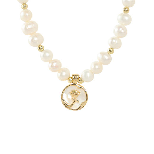 三彩2025新款赫本风法式淡水珍珠串珠手链女贝壳玫瑰浪漫送礼约会 商品图2