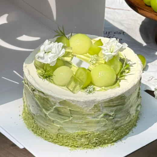 【青提蜜瓜】渐变绿色系-水果夹心生日蛋糕 商品图0