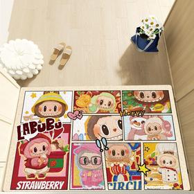 【卡通地垫，时尚可爱！】labubu拉布布卡通入户门地垫 丝圈脚垫玄关易打理 pvc防滑地毯-QQ