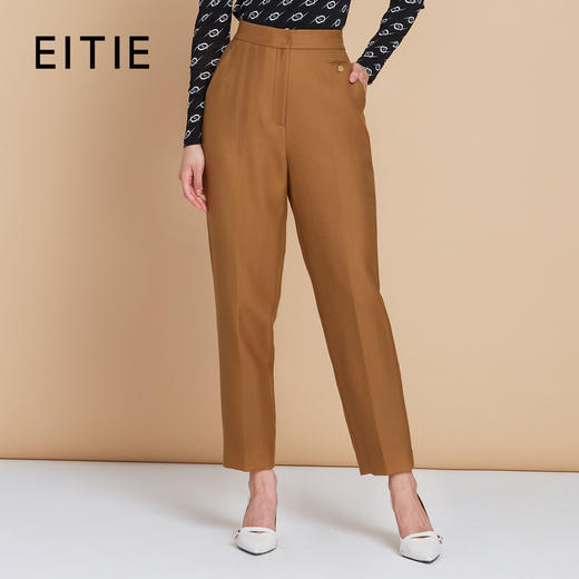 EITIE爱特爱冬季新款通勤百搭显瘦100%绵羊毛毛呢裤子7605303 商品图1