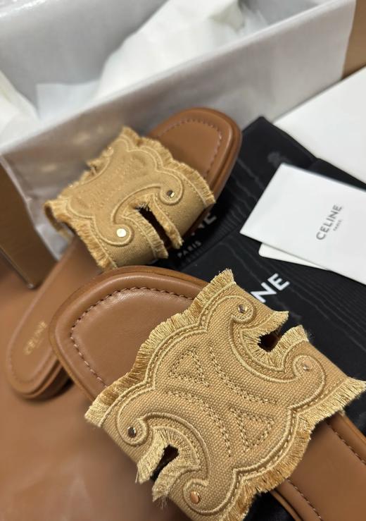 凯旋门牛仔猫须纯皮鞋拖 商品图12