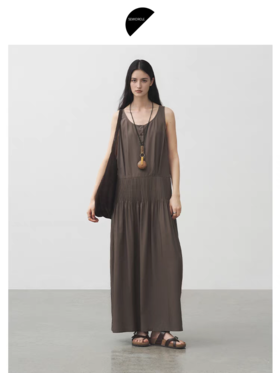 半圆/25535599/压褶无袖连衣裙