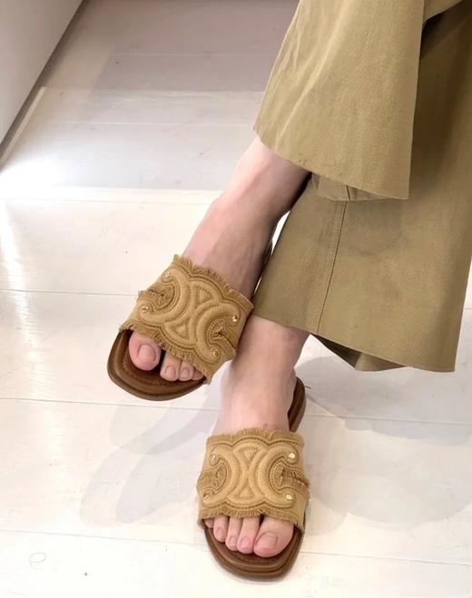 凯旋门牛仔猫须纯皮鞋拖 商品图2