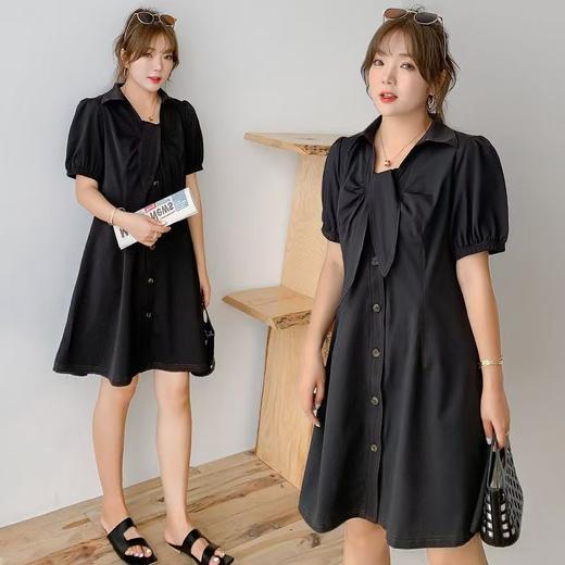 【诗铭洛可】A294连衣裙咖色明线兔耳朵裙子A19-3 商品图5