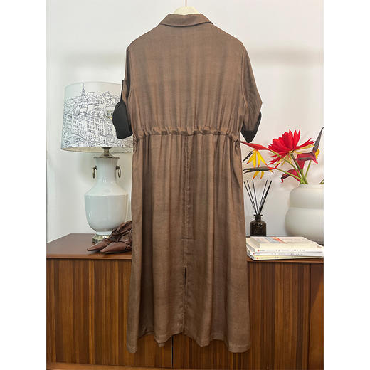 【贝拉推荐】柞蚕丝香云纱非遗工艺 斜纹绸柞蚕丝连衣裙 大气通勤工装风 挺括不易皱 商品图2