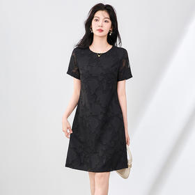 「高货wl」全新升级【铂金会员293/天猫399/差价106】(11347)洛诗琳高级感烧花连衣裙2025夏季显瘦遮肉通勤简约A字裙